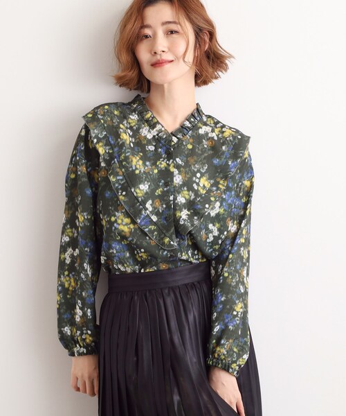 grove（グローブ）の「カスリフラワープリントブラウス（シャツ/ブラウス・レディース・モスグリーン系/アイボリー系・03/02/01/04/05）」の12枚目の写真