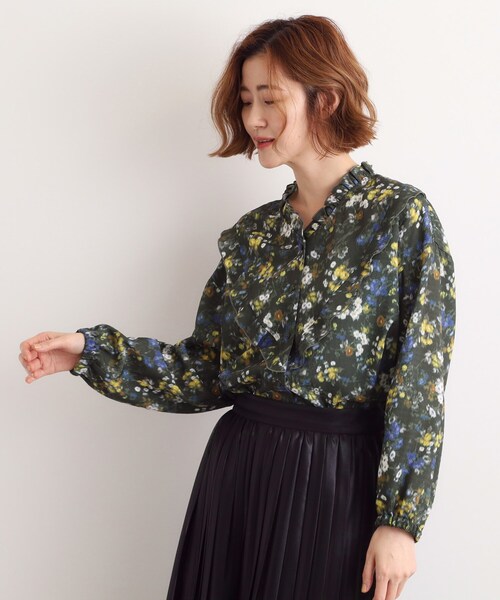 grove（グローブ）の「カスリフラワープリントブラウス（シャツ/ブラウス・レディース・モスグリーン系/アイボリー系・03/02/01/04/05）」の11枚目の写真
