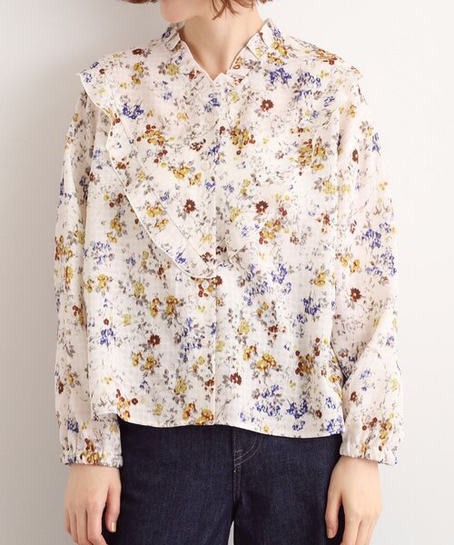 grove（グローブ）の「カスリフラワープリントブラウス（シャツ/ブラウス・レディース・モスグリーン系/アイボリー系・03/02/01/04/05）」の8枚目の写真