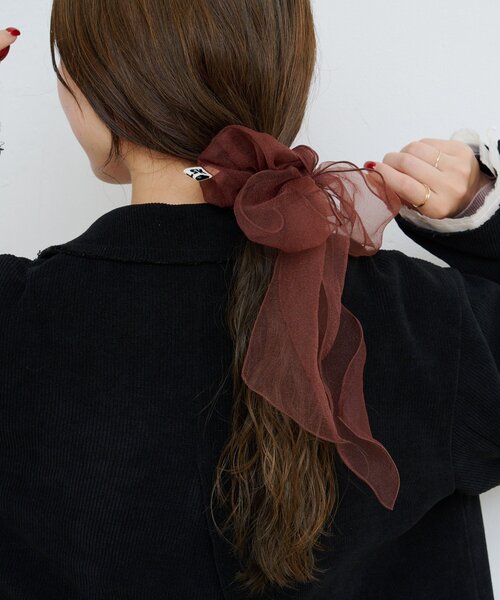 Kastane（カスタネ）の「【新色追加/fiw.】シアーリボンシュシュ（シュシュ・レディース・ホワイト/ブラウン・FREE）」の3枚目の写真