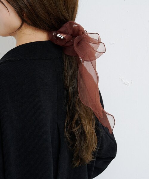 Kastane（カスタネ）の「【新色追加/fiw.】シアーリボンシュシュ（シュシュ・レディース・ホワイト/ブラウン・FREE）」の4枚目の写真