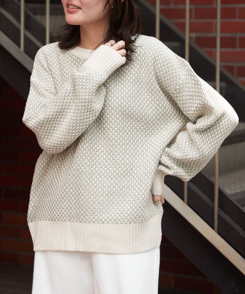 バーズアイ柄ニット セーター ニット 「XLサイズあり」バーズアイ柄クルーネックニット メンズ