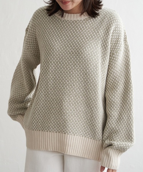 VENCEEXCHANGE(ヴァンスエクスチェンジ)の「バーズアイクルーネックニットプル(ニット/セーター・レディース・ブラック/ライトブルー/オリーブ・S/L/M)」の18枚目の写真