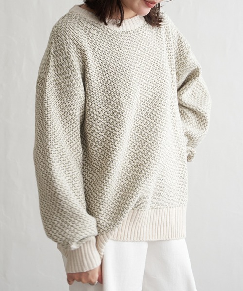 VENCEEXCHANGE(ヴァンスエクスチェンジ)の「バーズアイクルーネックニットプル(ニット/セーター・レディース・ブラック/ライトブルー/オリーブ・S/L/M)」の19枚目の写真