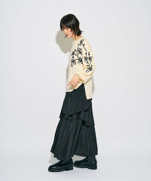 Editt by YECCA VECCA（エディットバイイェッカヴェッカ）の「【archive】コード刺繍ニット（ニット/セーター・レディース・アイボリー/ブラック・FREE）」の12枚目の写真