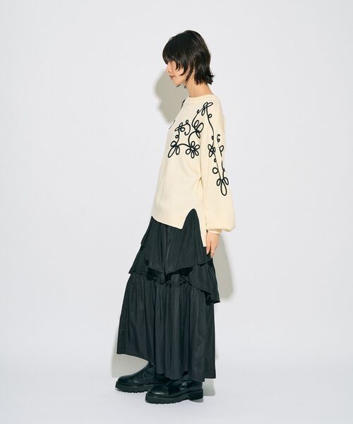 Editt by YECCA VECCA（エディットバイイェッカヴェッカ）の「【archive】コード刺繍ニット（ニット/セーター・レディース・アイボリー/ブラック・FREE）」の13枚目の写真