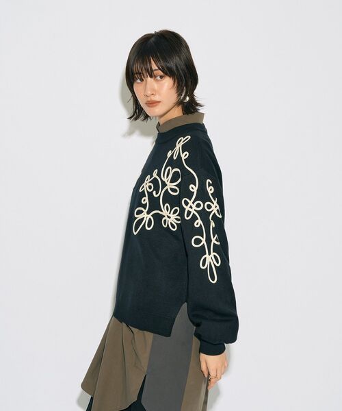 Editt by YECCA VECCA（エディットバイイェッカヴェッカ）の「【archive】コード刺繍ニット（ニット/セーター・レディース・アイボリー/ブラック・FREE）」の16枚目の写真