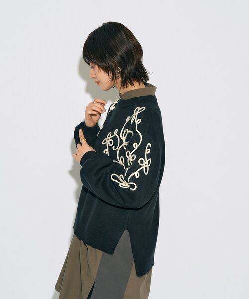 Editt by YECCA VECCA（エディットバイイェッカヴェッカ）の「【archive】コード刺繍ニット（ニット/セーター・レディース・アイボリー/ブラック・FREE）」の17枚目の写真