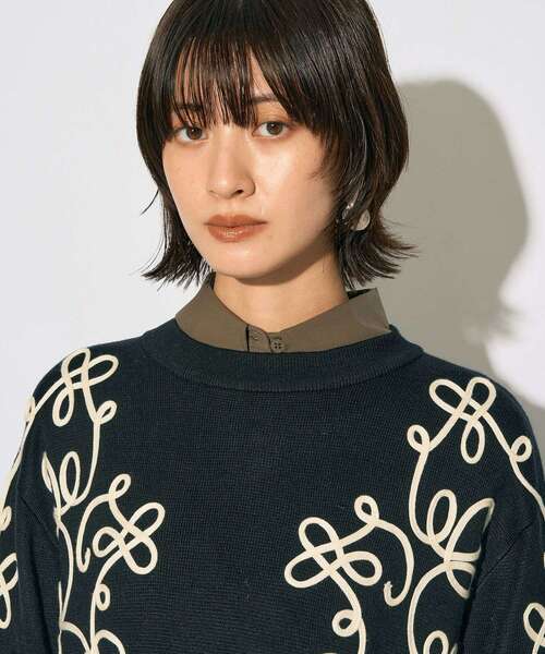 Editt by YECCA VECCA（エディットバイイェッカヴェッカ）の「【archive】コード刺繍ニット（ニット/セーター・レディース・アイボリー/ブラック・FREE）」の19枚目の写真