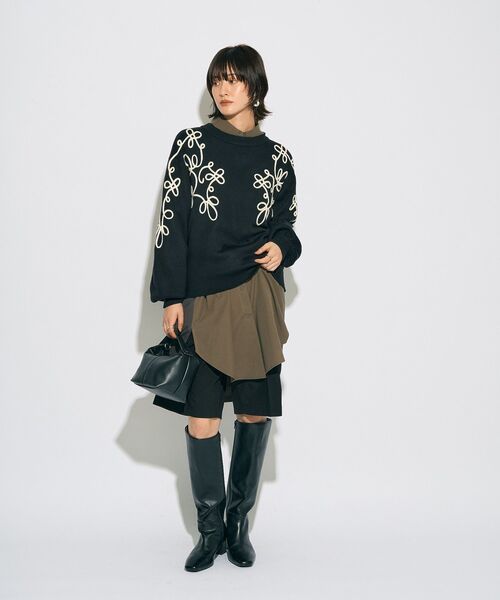 Editt by YECCA VECCA（エディットバイイェッカヴェッカ）の「【archive】コード刺繍ニット（ニット/セーター・レディース・アイボリー/ブラック・FREE）」の21枚目の写真