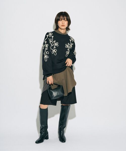 Editt by YECCA VECCA（エディットバイイェッカヴェッカ）の「【archive】コード刺繍ニット（ニット/セーター・レディース・アイボリー/ブラック・FREE）」の22枚目の写真