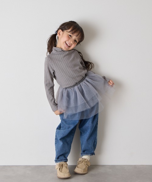 riziere（リジェール）の「ジャガード柄シームレスハイネックプルオーバー（Tシャツ/カットソー・キッズ・グレー/アイボリー/ブラック・90/100/110/120/130/140/150）」の4枚目の写真