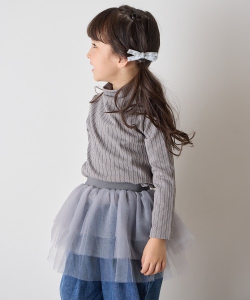 riziere（リジェール）の「ジャガード柄シームレスハイネックプルオーバー（Tシャツ/カットソー・キッズ・グレー/アイボリー/ブラック・90/100/110/120/130/140/150）」の5枚目の写真