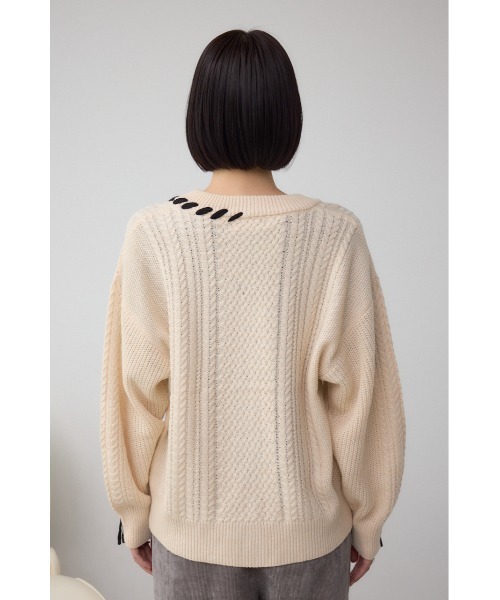 AZUL by moussy(アズールバイマウジー)の「ステッチデザインカーディガン(カーディガン/ボレロ・レディース・アイボリー/ブラック/ブラウン・FREE)」の8枚目の写真