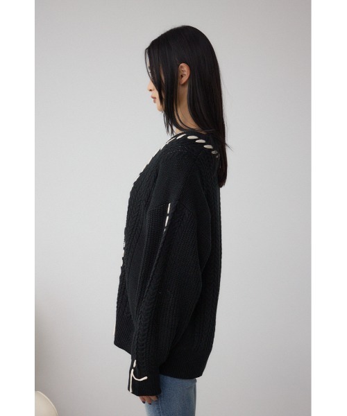 AZUL by moussy(アズールバイマウジー)の「ステッチデザインカーディガン(カーディガン/ボレロ・レディース・アイボリー/ブラック/ブラウン・FREE)」の17枚目の写真