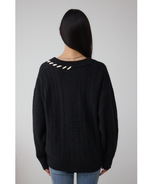 AZUL by moussy(アズールバイマウジー)の「ステッチデザインカーディガン(カーディガン/ボレロ・レディース・アイボリー/ブラック/ブラウン・FREE)」の18枚目の写真
