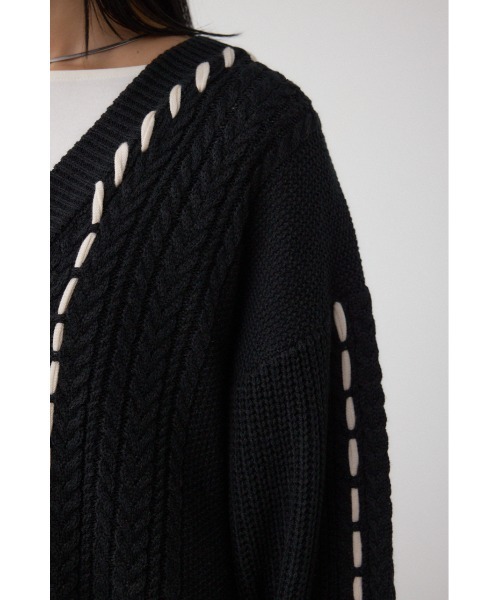 AZUL by moussy(アズールバイマウジー)の「ステッチデザインカーディガン(カーディガン/ボレロ・レディース・アイボリー/ブラック/ブラウン・FREE)」の20枚目の写真