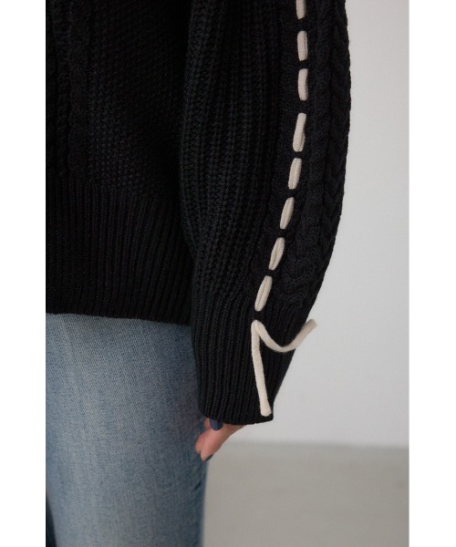 AZUL by moussy(アズールバイマウジー)の「ステッチデザインカーディガン(カーディガン/ボレロ・レディース・アイボリー/ブラック/ブラウン・FREE)」の21枚目の写真