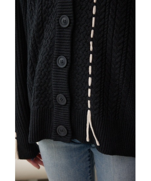 AZUL by moussy(アズールバイマウジー)の「ステッチデザインカーディガン(カーディガン/ボレロ・レディース・アイボリー/ブラック/ブラウン・FREE)」の22枚目の写真