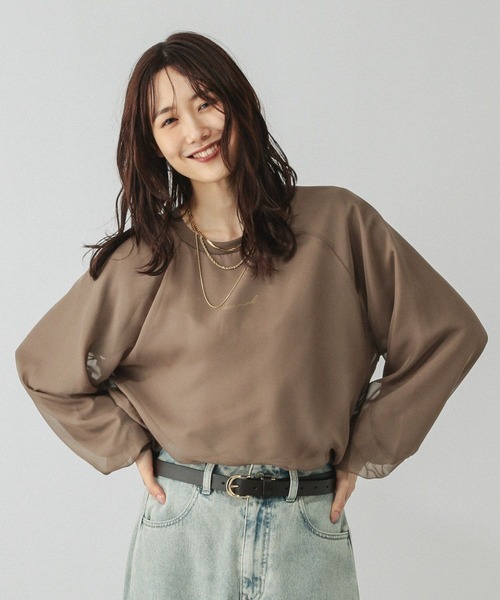 GLOBAL WORK(グローバルワーク)の「シフォンドッキングプルオーバー長袖/595356(Tシャツ/カットソー・レディース・ダークブラウン/ブラック/グレイッシュベージュ・LARGE/MEDIUM)」の19枚目の写真