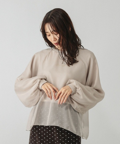 GLOBAL WORK(グローバルワーク)の「シフォンドッキングプルオーバー長袖/595356(Tシャツ/カットソー・レディース・ダークブラウン/ブラック/グレイッシュベージュ・LARGE/MEDIUM)」の15枚目の写真