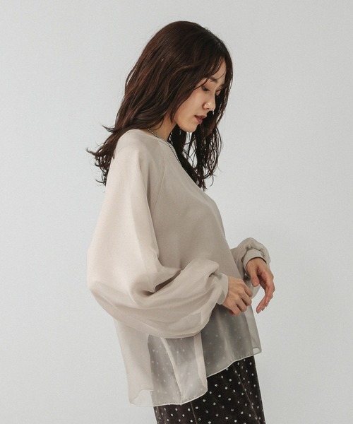 GLOBAL WORK(グローバルワーク)の「シフォンドッキングプルオーバー長袖/595356(Tシャツ/カットソー・レディース・ダークブラウン/ブラック/グレイッシュベージュ・LARGE/MEDIUM)」の14枚目の写真