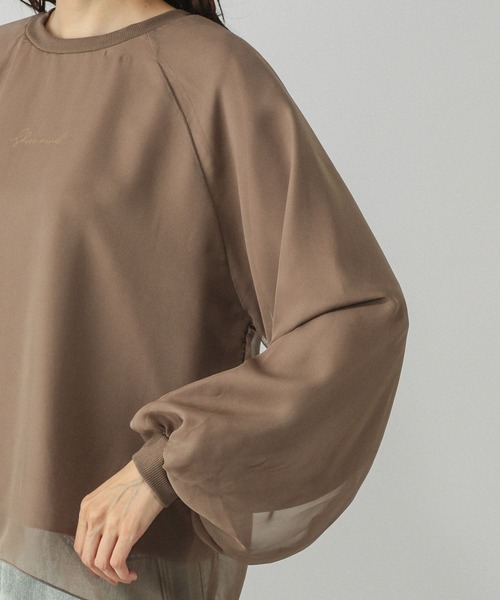 GLOBAL WORK(グローバルワーク)の「シフォンドッキングプルオーバー長袖/595356(Tシャツ/カットソー・レディース・ダークブラウン/ブラック/グレイッシュベージュ・LARGE/MEDIUM)」の8枚目の写真