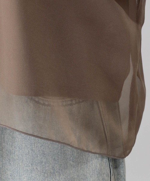 GLOBAL WORK(グローバルワーク)の「シフォンドッキングプルオーバー長袖/595356(Tシャツ/カットソー・レディース・ダークブラウン/ブラック/グレイッシュベージュ・LARGE/MEDIUM)」の7枚目の写真
