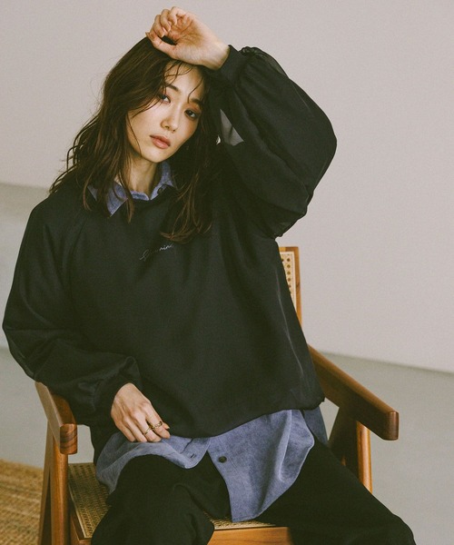 セール】シフォンドッキングプルオーバー長袖/595356（Tシャツ