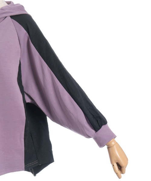 axes femme（アクシーズファム）の「異素材配色パーカー（パーカー・レディース・チャコール/ブラック/パープル・FREE）」の7枚目の写真