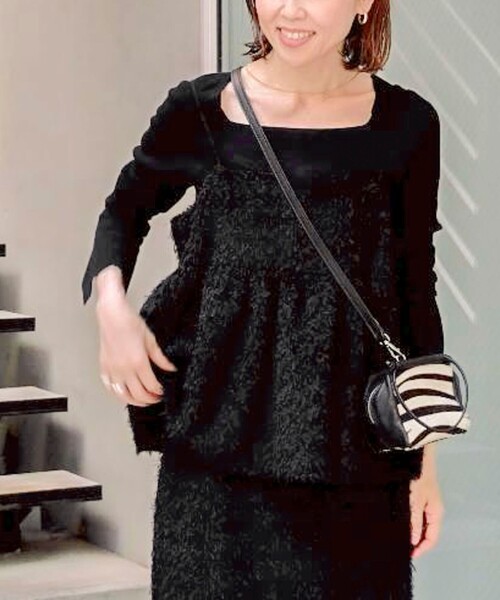 NOLLEY’S Sophi（ノーリーズソフィ）の「《セットアップ対応》ウォッシャブルフェザーチュールキャミブラウス（キャミソール・レディース・オフホワイト/ベージュ/ブラック・38）」の3枚目の写真