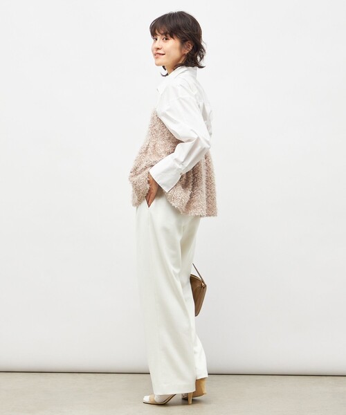 NOLLEY’S Sophi（ノーリーズソフィ）の「《セットアップ対応》ウォッシャブルフェザーチュールキャミブラウス（キャミソール・レディース・オフホワイト/ベージュ/ブラック・38）」の5枚目の写真