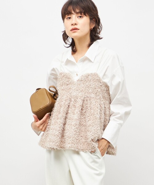 NOLLEY’S Sophi（ノーリーズソフィ）の「《セットアップ対応》ウォッシャブルフェザーチュールキャミブラウス（キャミソール・レディース・オフホワイト/ベージュ/ブラック・38）」の7枚目の写真