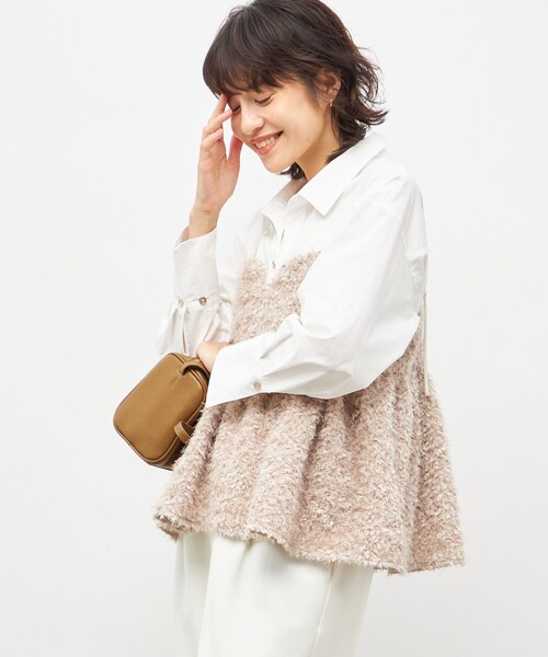 NOLLEY’S Sophi（ノーリーズソフィ）の「《セットアップ対応》ウォッシャブルフェザーチュールキャミブラウス（キャミソール・レディース・オフホワイト/ベージュ/ブラック・38）」の8枚目の写真