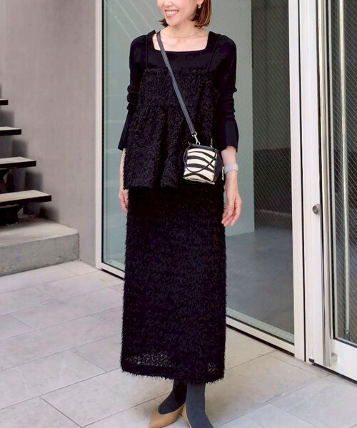 NOLLEY’S Sophi（ノーリーズソフィ）の「《セットアップ対応》ウォッシャブルフェザーチュールキャミブラウス（キャミソール・レディース・オフホワイト/ベージュ/ブラック・38）」の20枚目の写真