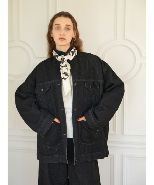 Brown&Street(ブラウンアンドストリート)の「オーバーサイズデニムジャケット(デニムジャケット・レディース・ブラック・FREE)」の3枚目の写真