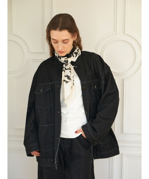 Brown&Street(ブラウンアンドストリート)の「オーバーサイズデニムジャケット(デニムジャケット・レディース・ブラック・FREE)」の5枚目の写真