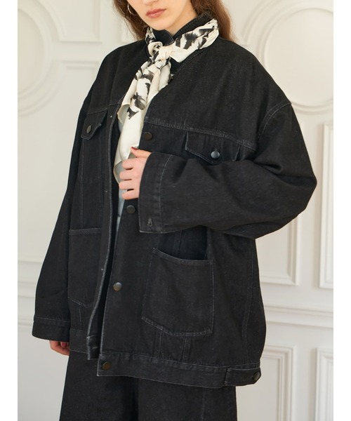 Brown&Street(ブラウンアンドストリート)の「オーバーサイズデニムジャケット(デニムジャケット・レディース・ブラック・FREE)」の6枚目の写真