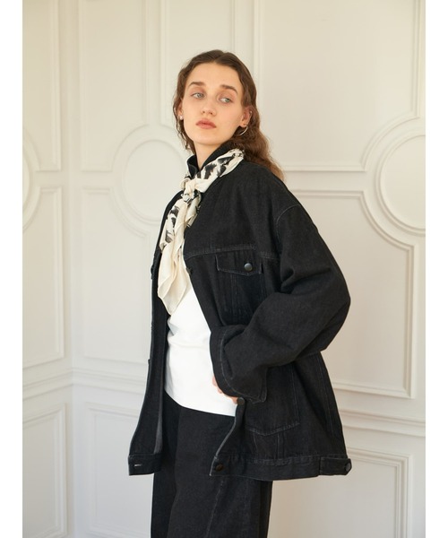 Brown&Street(ブラウンアンドストリート)の「オーバーサイズデニムジャケット(デニムジャケット・レディース・ブラック・FREE)」の8枚目の写真