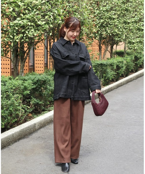 Brown&Street(ブラウンアンドストリート)の「オーバーサイズデニムジャケット(デニムジャケット・レディース・ブラック・FREE)」の14枚目の写真
