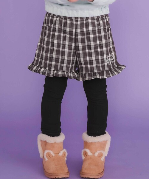 SLAP SLIP（スラップスリップ）の「【お揃い】レギンスドッキングチェックショートパンツ(80~130cm)（その他パンツ・キッズ・ブラック系その他/ベージュ系その他・110cm/120cm/90cm/80ｃｍ/130cm/100cm）」の2枚目の写真
