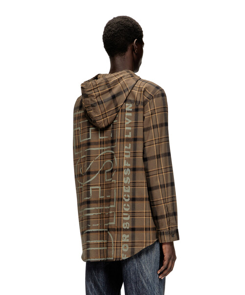 DIESEL（ディーゼル）の「メンズ フード付きシャツ S-IX（シャツ/ブラウス・メンズ・カーキブラウン・46/44/50/48/54/52）」の3枚目の写真