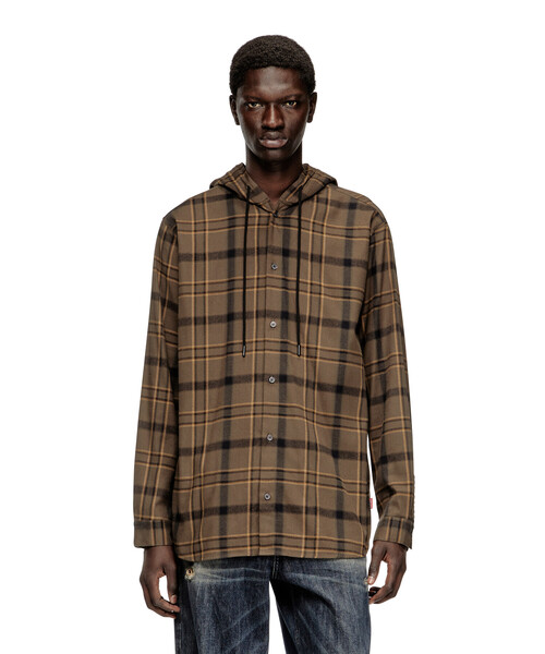 DIESEL（ディーゼル）の「メンズ フード付きシャツ S-IX（シャツ/ブラウス・メンズ・カーキブラウン・46/44/50/48/54/52）」の4枚目の写真