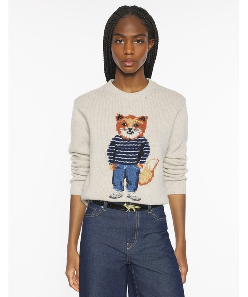 Maison Kitsune（メゾンキツネ）の「DRESSED FOX INTARSIA WOOL JUMPER（ニット/セーター・レディース・オフホワイト/ブラック・M/S/XS/L）」の7枚目の写真