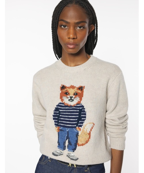Maison Kitsune（メゾンキツネ）の「DRESSED FOX INTARSIA WOOL JUMPER（ニット/セーター・レディース・オフホワイト/ブラック・M/S/XS/L）」の8枚目の写真