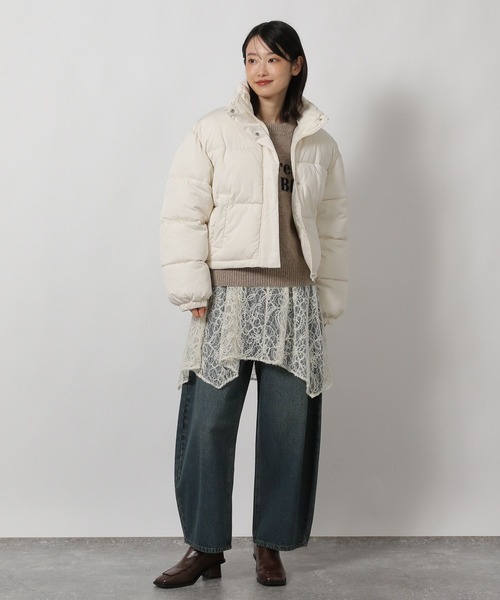 LAKOLE（ラコレ）の「スタンドカラーパファージャケット / 496681（ブルゾン・レディース・アイボリー/ブラウン系その他/ブラック・MEDIUM/LARGE）」の7枚目の写真