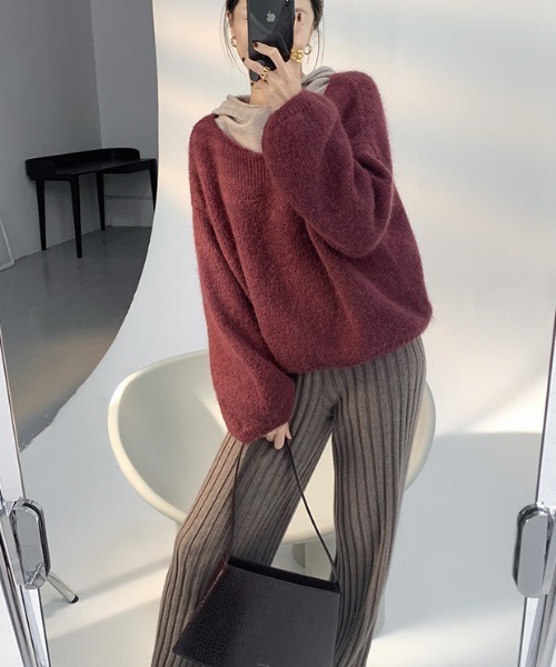 Forcement(フォースメント)の「ニットワイドパンツ(その他パンツ・レディース・チャコール/ブラック・FREE)」の11枚目の写真