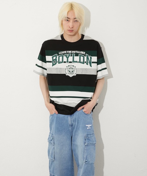 BOY LONDON(ボーイロンドン)の「【BOY LONDON】COLLEGE BORDER TEE(Tシャツ/カットソー・メンズ・グリーン・MEDIUM/X-LARGE/LARGE)」の1枚目の写真