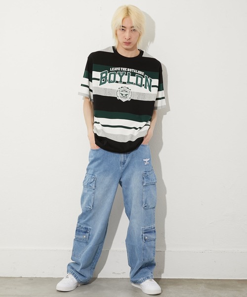 BOY LONDON(ボーイロンドン)の「【BOY LONDON】COLLEGE BORDER TEE(Tシャツ/カットソー・メンズ・グリーン・MEDIUM/X-LARGE/LARGE)」の2枚目の写真