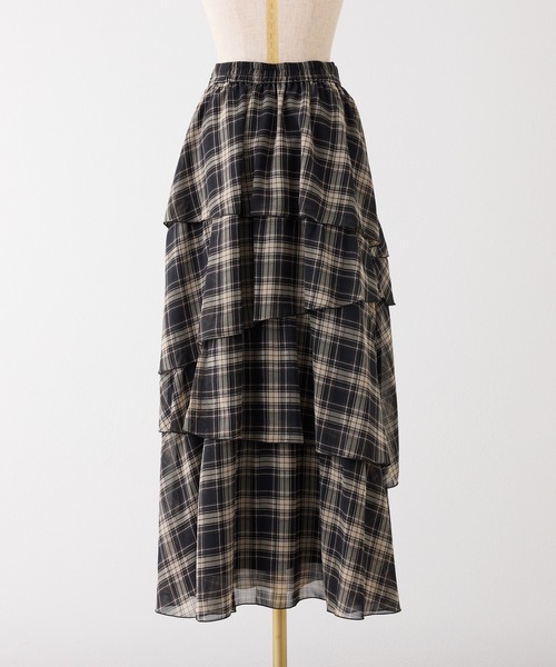 one after another NICE CLAUP（ワンアフターアナザーナイスクラップ）の「ティアードロングスカート（スカート・レディース・ブラック系その他/ブラック/アイボリー・FREE）」の8枚目の写真